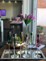 Jogo de 6 taças para champanhe em cristal ecológico 220ml A24cm coloridas Bohemia