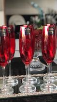 Jogo de 6 taças para champanhe em cristal ecológico 220ml A24cm cor vermelho carmim - Bohemia