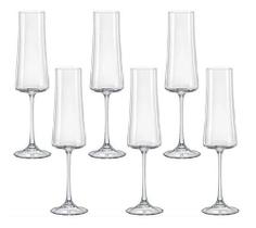 Jogo de 6 tacas para champanhe Xtra em cristal ecologico 210ml A26,5cm