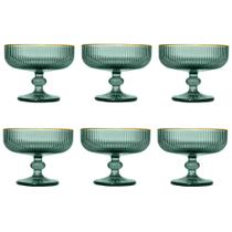 Jogo de 6 Taças para Sobremesa em Cristal Verde com Borda Dourada 310ml Jogo de 6 Taças para Sobremesa em Cristal Verde com Borda Dourada 310ml