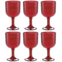 Jogo De 6 Taças Pérola Rubi Vermelho 390ml Ke Home
