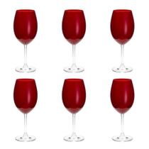 Jogo de 6 taças vermelhas para vinho e agua Gastro em cristal 580ml