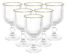 Jogo de 6 tacas vidro com borda dourada versalhes 340ml
