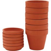 Jogo de 6 Vasos Clay Cachepô Para Jardim Terracota Com Prato - NH