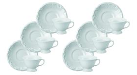 Jogo de 6 Xícara de Chá com Pires Porcelana Schmidt Linha Pomerode (Linha Comercial)