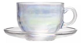 Jogo de 6 xicara para Cha Com Pires Nice 150ml furta cor Vidro - lyor