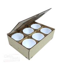 Jogo de 6 xícaras 85 ml Acrílico c/ Caixa MDF Cantinho do Café