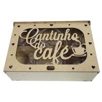 Jogo de 6 xícaras 85 ml Acrílico c/ Caixa MDF Cantinho do Café