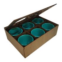 Jogo de 6 xícaras 85 ml Acrílico c/ Caixa MDF Cantinho do Café
