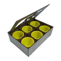 Jogo de 6 xícaras 85 ml Acrílico c/ Caixa MDF Cantinho do Café