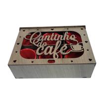 Jogo de 6 xícaras 85 ml Acrílico c/ Caixa MDF Cantinho do Café