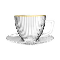 Jogo De 6 Xícaras 90ml Café Borda Dourada Graffiato Hauskraft