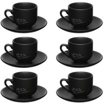 Jogo de 6 Xícaras Café 90ml Porcelana Preto Manhattan Hauskraft