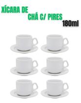 Jogo De 6 Xícaras Café C/ Pires Cerâmica Branca 180ml Plus