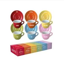 Jogo de 6 xicaras cafe com pires 90ml momentos