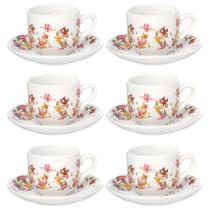 Jogo de 6 Xícaras Café Le Jardin 90ml Porcelana - Haüskraft