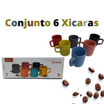 Jogo de 6 Xicaras Canecas de Café Expresso Coloridas 90ml Jogo de 6 Xicaras Canecas de Café Expresso Coloridas 90ml