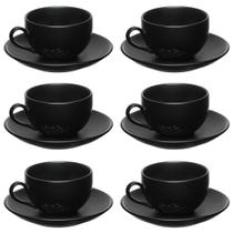 Jogo de 6 Xícaras Chá 160ml Porcelana Preto Manhattan Hauskraft