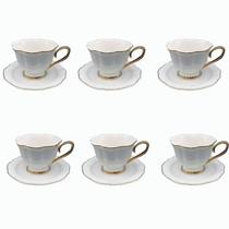 Jogo De 6 Xícaras Chá Em New Bone China Com Borda Dourada 240ml Mon Charmant Lhermitage