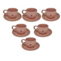 Jogo De 6 Xicaras Com Pires Peach Fuzz 90Ml Veneza - Ad Jogo De 6 Xicaras Com Pires Peach Fuzz 90Ml Veneza - Ad