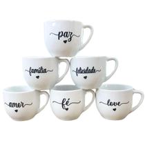 Jogo de 6 Xícaras de Café/Chá 170ml com Frases Motivacionais