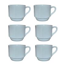 Jogo de 6 Xícaras de Café/Chá de Porcelana Branca - 200ml