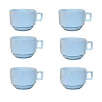 Jogo de 6 Xícaras de Café/Chá Empilháveis 200ml - Porcelana Branca