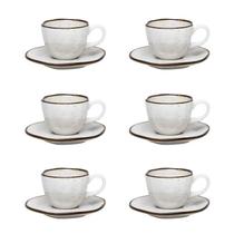 Jogo de 6 Xícaras de Cafezinho 75 Ml Com Pires Ryo Maresia