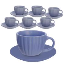Jogo De 6 Xícaras De Cerãmica Com Pires Café Chá 90ml Jogo De 6 Xícaras De Cerãmica Com Pires Café Chá 90ml