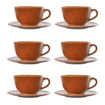 Jogo de 6 Xícaras de Chá 200 ml com Pires Oxford Unni Boho