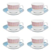 Jogo de 6 Xícaras de Chá 240ml c/Pires Flamingo Cosmopolitan Jogo de 6 Xícaras de Chá 240ml c/Pires Flamingo Cosmopolitan