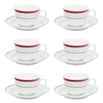 Jogo de 6 Xícaras de Chá 240ml c/ Pires Flamingo Lafayette