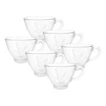 Jogo de 6 Xicaras de Vidro Transparente 200ml Resistentes Sem Pires Chá Café Flower Dumiat Jogo de 6 Xicaras de Vidro Transparente 200ml Resistentes Sem Pires Chá Café Flower Dumiat