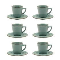 Jogo De 6 Xícaras Grandes 220 Ml Com Pires Mendi Malaquita