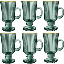 Jogo De 6 Xícaras Irish Coffee 230ml Verde Cameratta Lhermitage