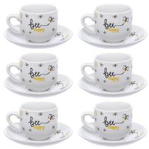 Jogo de 6 Xícaras Para Café 90ml Honey Bee Porcelana Hauskraft