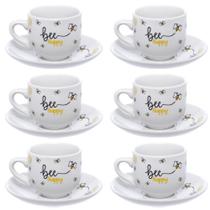 Jogo de 6 Xícaras Para Café 90ml Honey Bee Porcelana Hauskraft Jogo de 6 Xícaras Para Café 90ml Honey Bee Porcelana Hauskraft