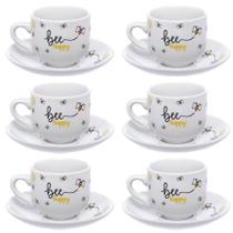 Jogo de 6 Xícaras Para Café 90ml Honey Bee Porcelana Hauskraft Jogo de 6 Xícaras Para Café 90ml Honey Bee Porcelana Hauskraft