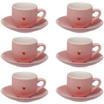 Jogo De 6 Xícaras Para Café 90ml Lamour Rosa Hauskraft