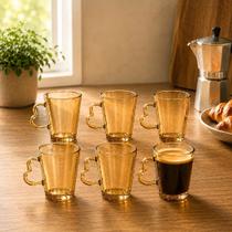 Jogo de 6 Xícaras para Café em Cristal Lovegood Âmbar 90ml Jogo de 6 Xícaras para Café em Cristal Lovegood Âmbar 90ml