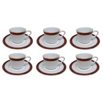 Jogo de 6 Xícaras para Café em Porcelana Noritake Marble Red: O Luxo Atemporal do Mármore com o Brilho do Ouro