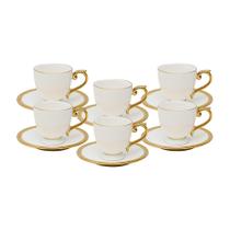 Jogo de 6 xícaras para café em porcelana Wolff Paddy 18055 branca e dourado 90ml Jogo de 6 xícaras para café em porcelana Wolff Paddy 18055 branca e dourado 90ml