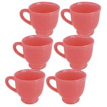 Jogo de 6 Xícaras para Café Glaze em Cerâmica Rosa 100ml - Hauskraft