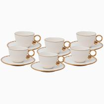 Jogo de 6 xícaras Wolff 18061 Egg branco com dourado 200 ml em porcelana