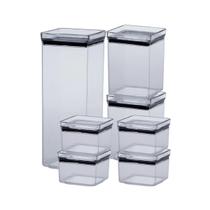 Jogo de 7 Potes Hérmeticos Multiuso Quadrado Armazena Reserva