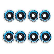 Jogo de 8 rodas inline traxart 80mm/85a branco com azul