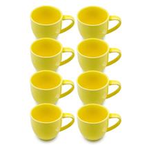 Jogo de 8 Xícaras de Café Porcelana 95ml Kit 8 Cozinha Caneca Colorida Branca Preta Amarela Rosa Verde Azul Amarela - ArtVida