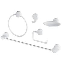 Jogo de Acessórios Para Banheiro 5 Peças Branco - Herc Jogo de Acessórios Para Banheiro 5 Peças Branco - Herc
