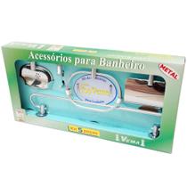 Jogo de Acessórios para Banheiro 5 Peças Cromado - Vema