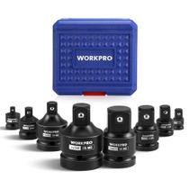 Jogo de Adaptadores para Soquete de Impacto WORKPRO 8 Peças em Aço CR-MO Jogo de Adaptadores para Soquete de Impacto WORKPRO 8 Peças em Aço CR-MO